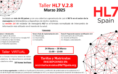 NUEVA CONVOCATORIA TALLER HL7 V.2.8 MARZO 2025