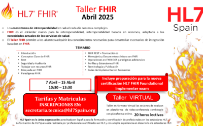 NUEVA CONVOCATORIA TALLER FHIR ABRIL 2025